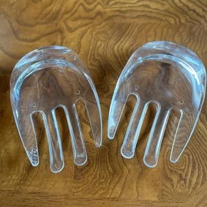 Set of clear Lucite salad spoons Vintage Lucite Salad Server Claws Clear